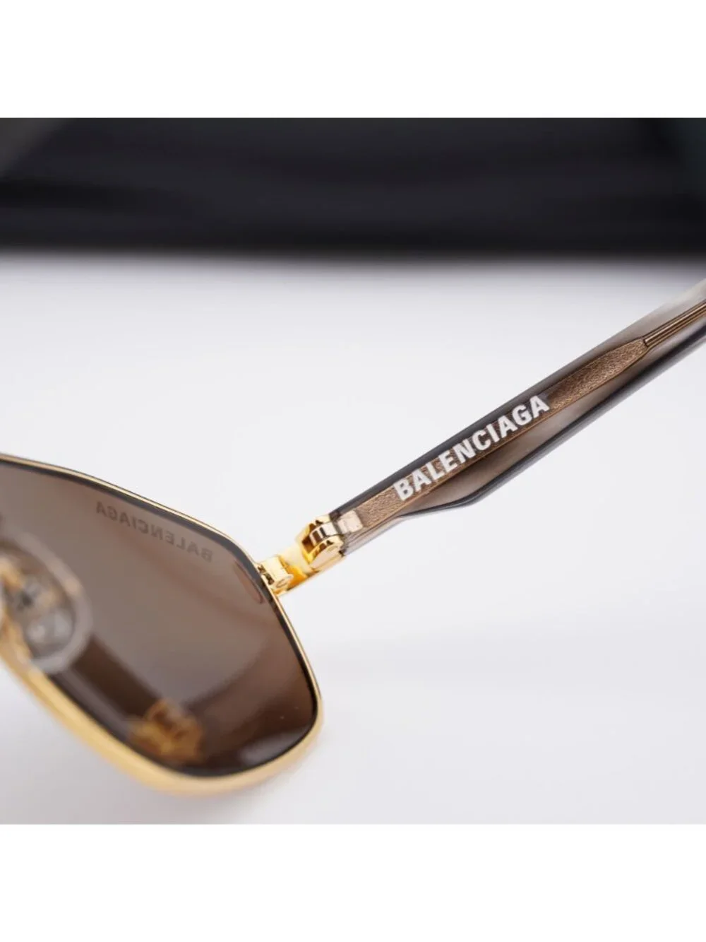 Balenciaga BB0012S 002 Unisex Aviator Sunglasses - Gold / Brown